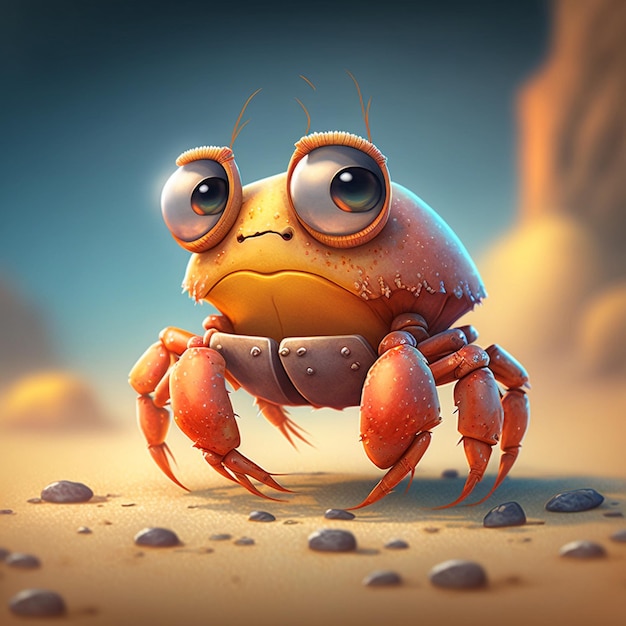 Cute Cartoon Crab Character