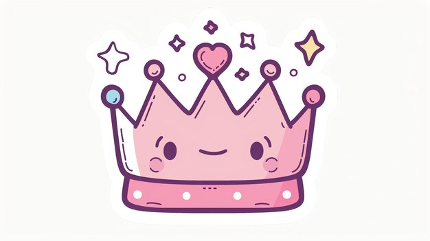 Photo cute cartoon crown with a smiley face and stars around it