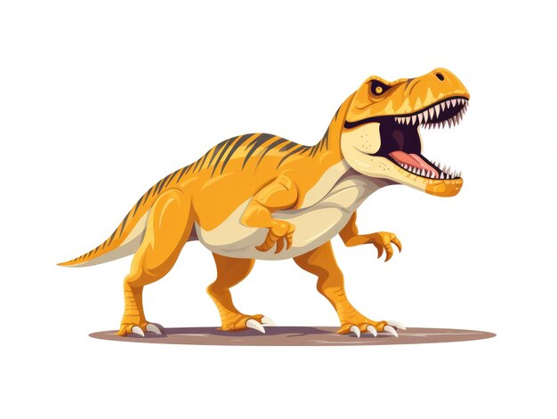 cute cartoon dinosuars illustrated prehistoric rex reptile animals on white background