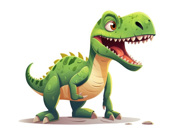 cute cartoon dinosuars illustrated prehistoric rex reptile animals on white background