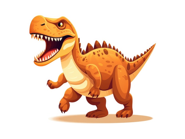 cute cartoon dinosuars illustrated prehistoric rex reptile animals on white background