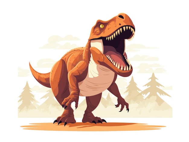 cute cartoon dinosuars illustrated prehistoric rex reptile animals on white background