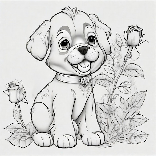 Cute cartoon dog coloring pages