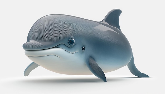 Cute cartoon dolphin realistic white background image Ai generated art