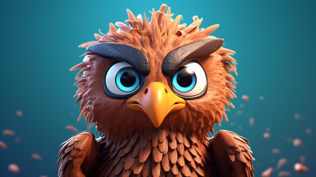 Cute cartoon eagle character 3d rendered generative ai