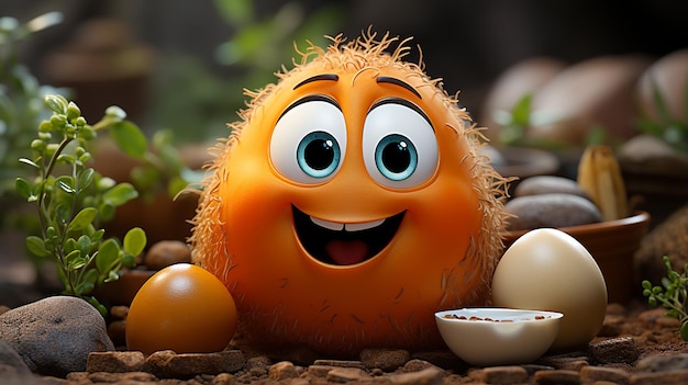 Cute Cartoon Egg Character PhotoRealistic Ultra Sharp