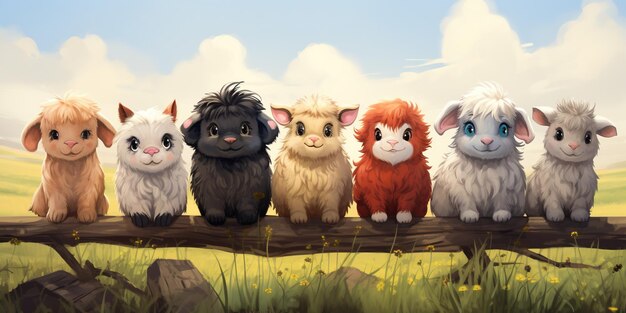 Cute cartoon farm animals