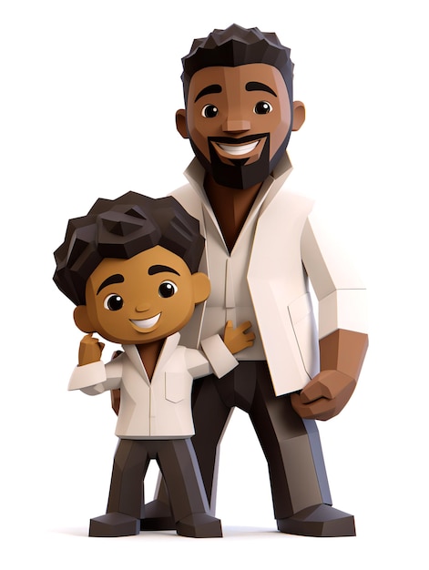 Cute cartoon father and son paper sculpture