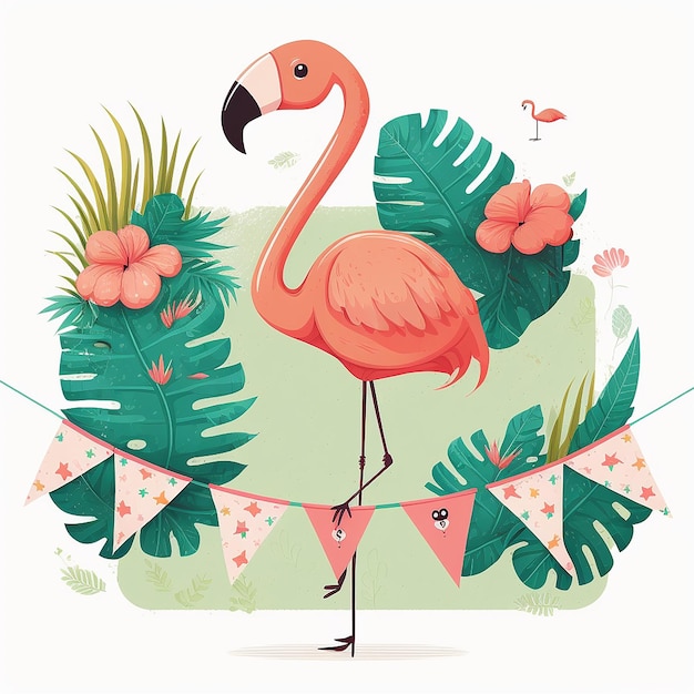 Cute Cartoon Flamingo Banner