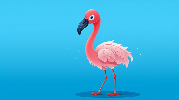 Foto cuccello flamingo su uno sfondo blu