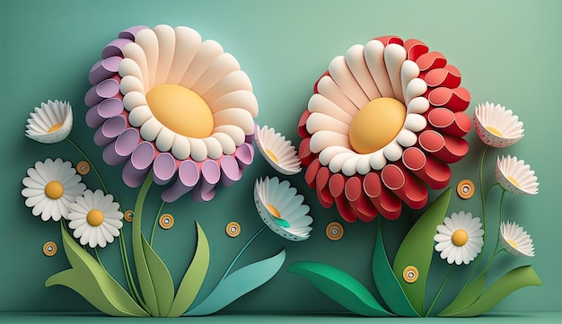 cute cartoon floral background with copy sapce