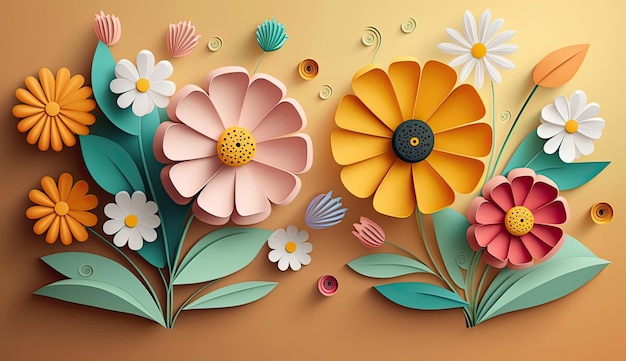 cute cartoon floral background with copy sapce