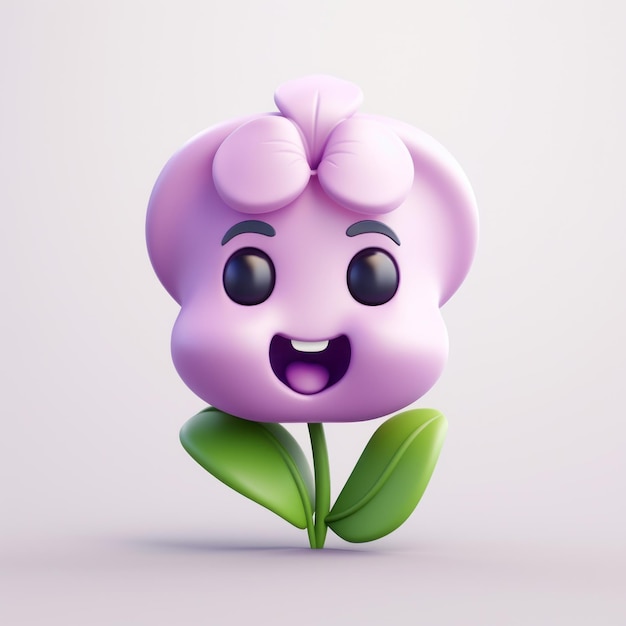 Foto cartoon flower 3d con disegno di personaggi giocosi