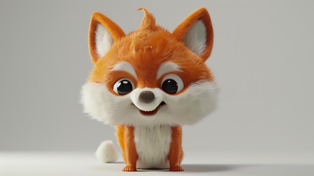 Photo cute cartoon fox character 3d rendering