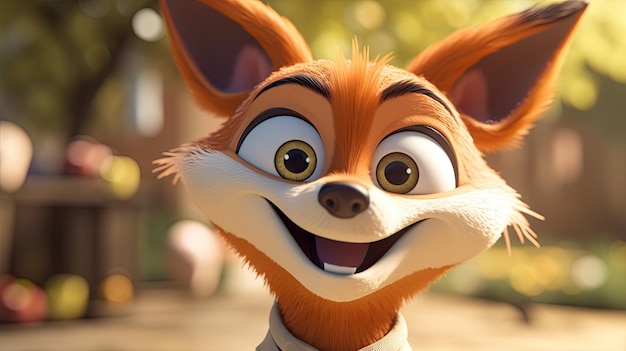 Cute cartoon fox illustration 3d