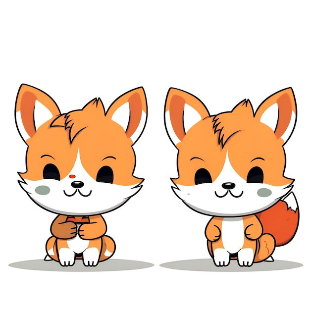 Cute cartoon fox isolated on a white background Vector illustration