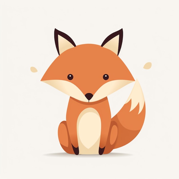Cute cartoon fox sitting on a white background Vector illustration