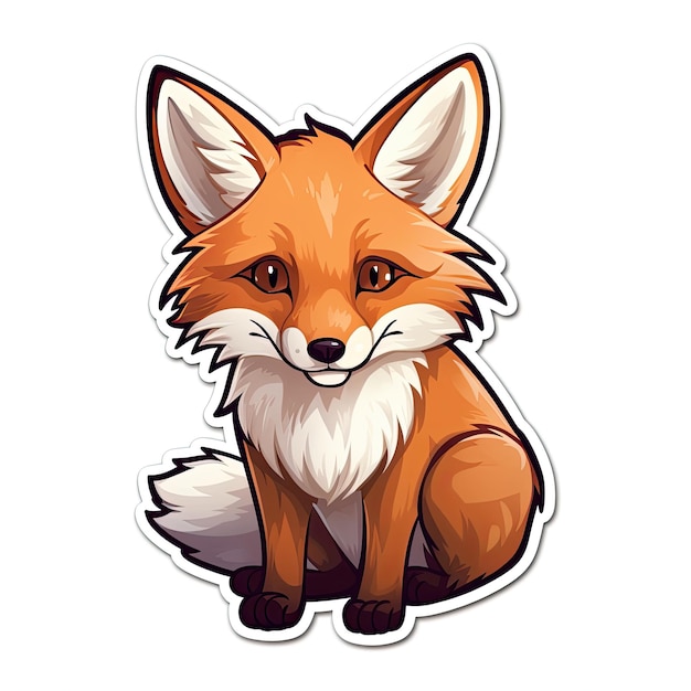 Cute cartoon fox sticker Vector illustration of a cute fox