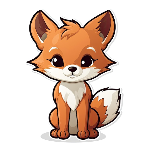 Cute cartoon fox sticker Vector illustration of a cute fox