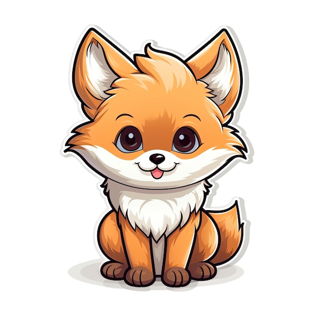 Милая мультфильмная лиса наклейка Векторная иллюстрация милой лисы