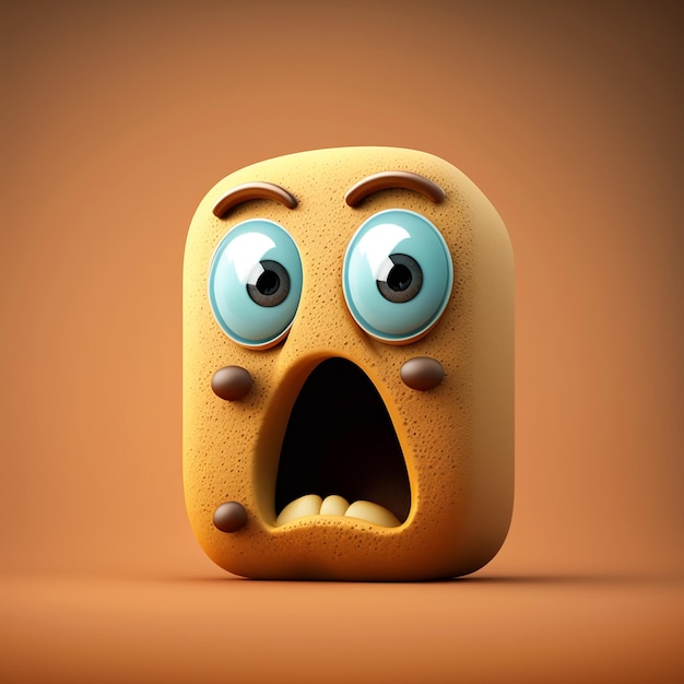 Cute cartoon funny face Character 3d