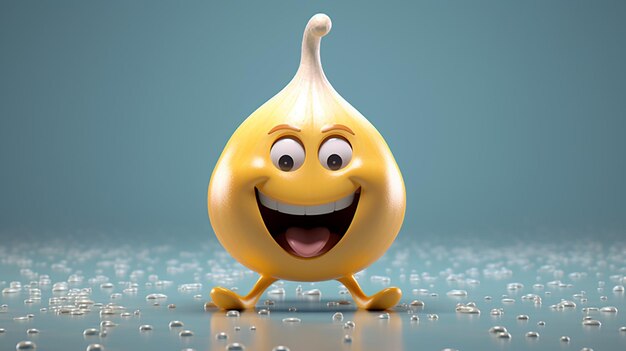 Photo cute cartoon garlic character generative ai