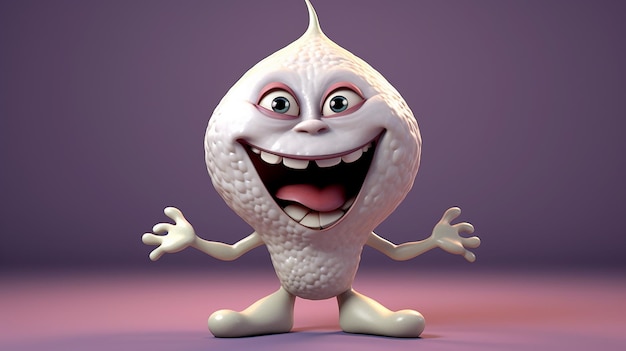 cute cartoon garlic character generative AI