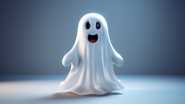 Cute cartoon ghost character 3d rendered generative ai