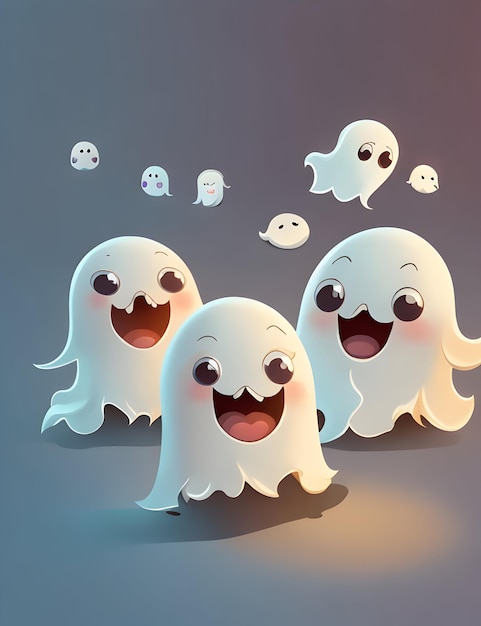 Cute cartoon Ghosts image of Halloween