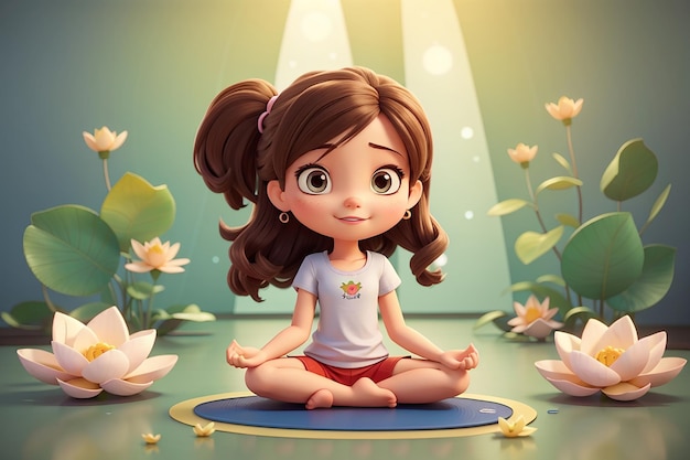 Foto caricatura carino carino in postura di loto yoga