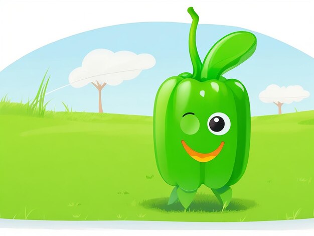 A cute cartoon green bell pepper character generated by AI