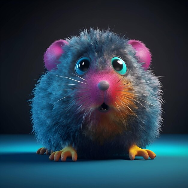 Cute cartoon hamster on a dark background 3d rendering