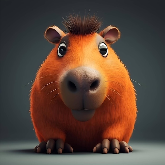 Cute cartoon hamster with big eyes 3d illustration