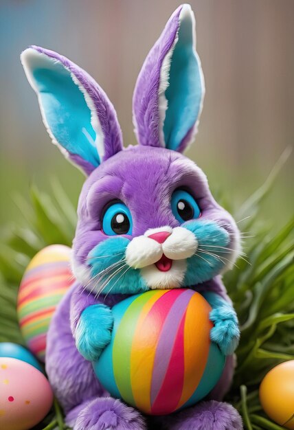 Photo cute cartoon happy easter bunny