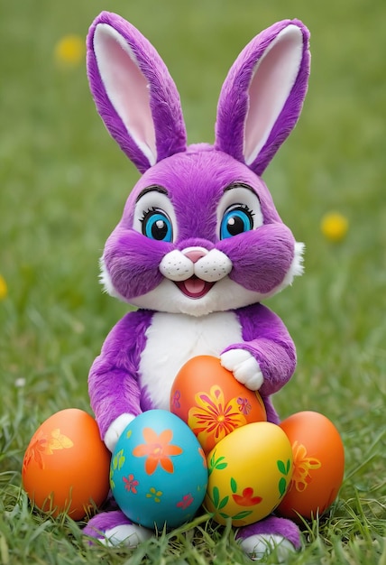 Photo cute cartoon happy easter bunny