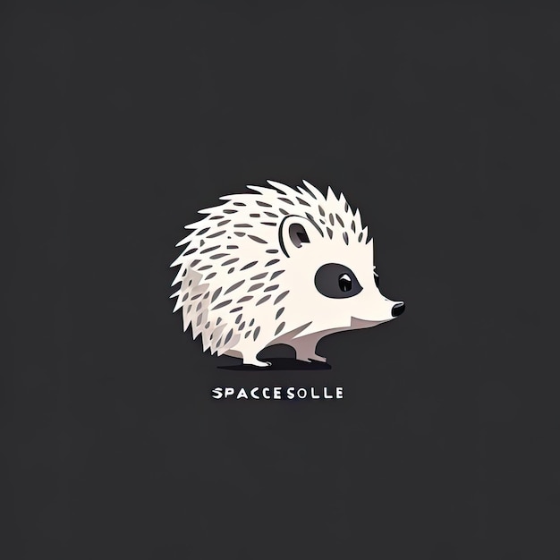 Cute cartoon hedgehog on a dark background Vector illustration