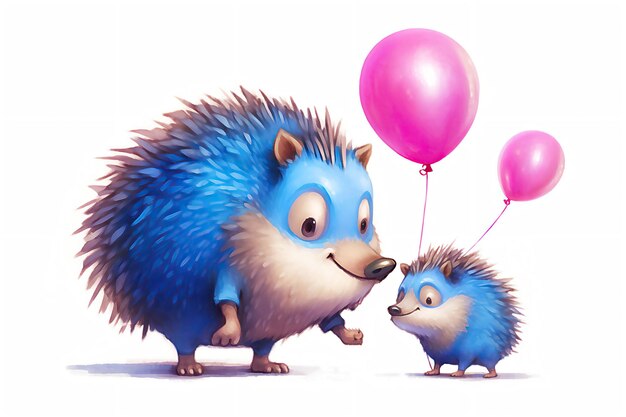 Cute cartoon of hedgehogs family Happy fathers day Post processed ai