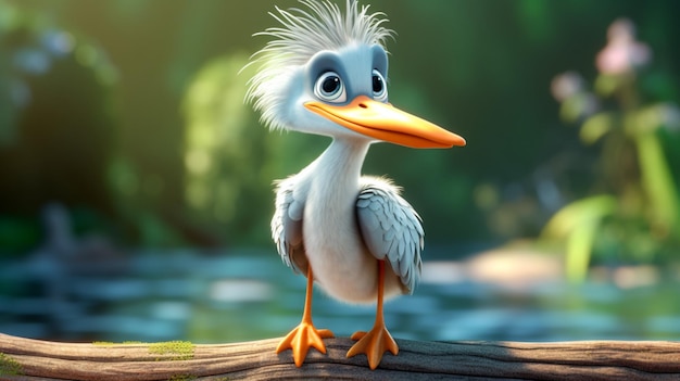 A cute cartoon herons character Ai Generative