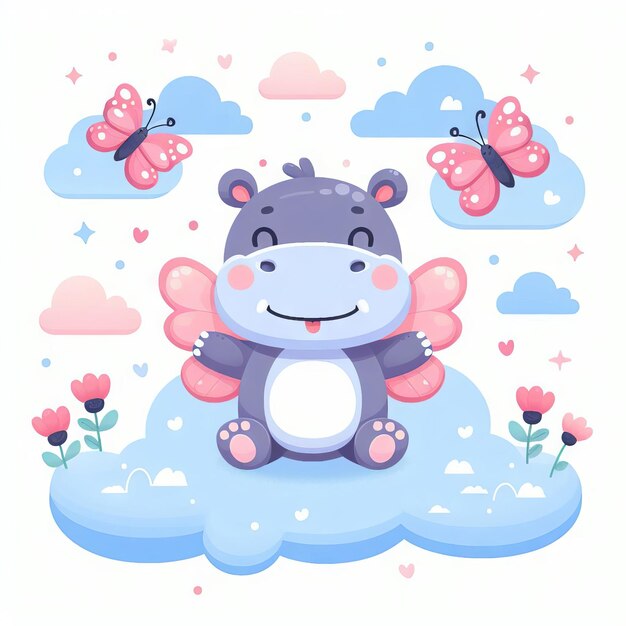 Cute cartoon hippo character