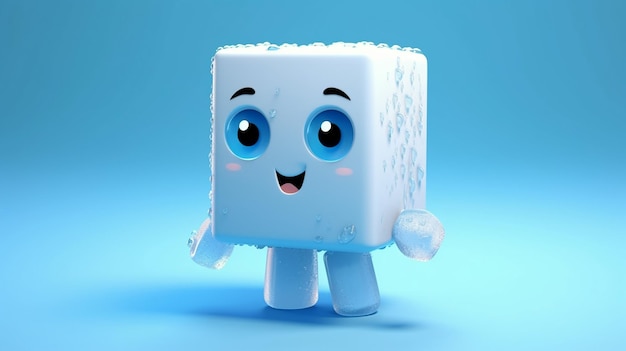 cute cartoon ice cube character generated AI