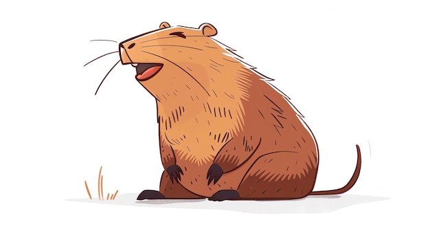 A cute cartoon illustration of a capybara the worlds largest rodent It has a big smile on its face and is sitting on its haunches