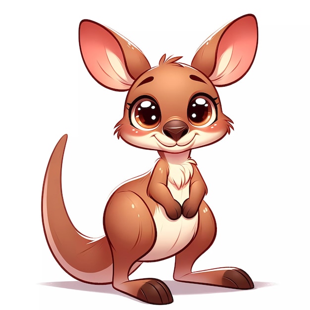 Photo cute cartoon kangaroo smiling adorable australian wildlife illustration