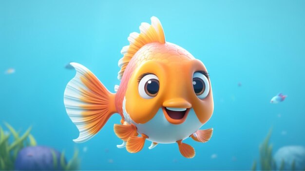 A cute cartoon keti fish character Ai Generative