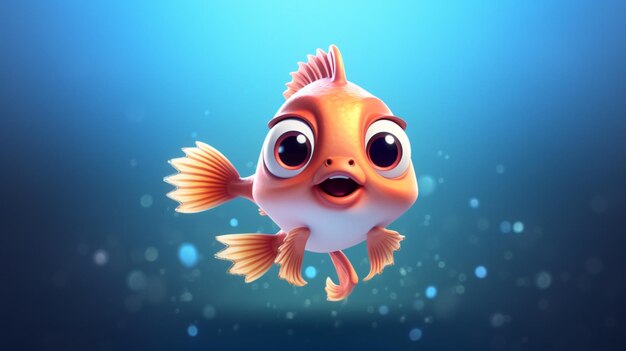 A cute cartoon khaksav fish character Ai Generative