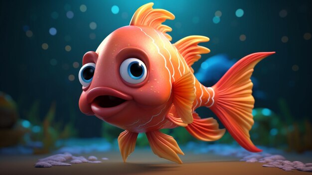 A cute cartoon kharu fish character Ai Generative