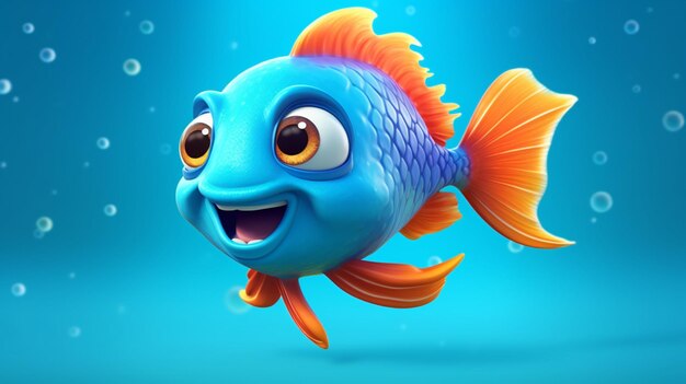 A cute cartoon kharu fish character Ai Generative