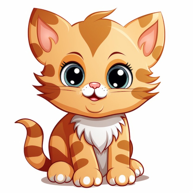 Photo cute cartoon kitten with big eyes on a white background