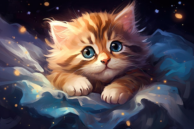 Photo a cute cartoon kitten