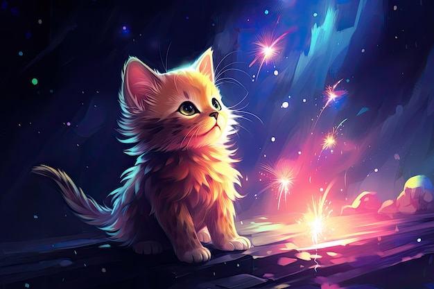 Photo a cute cartoon kitten