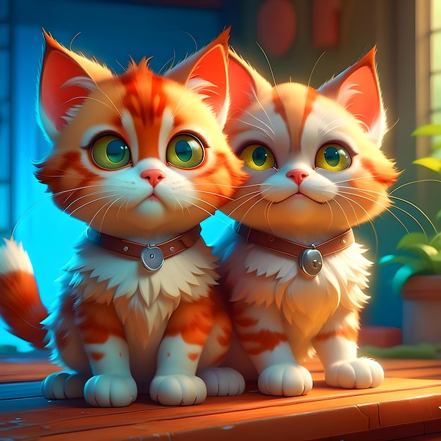 Cute cartoon kittens